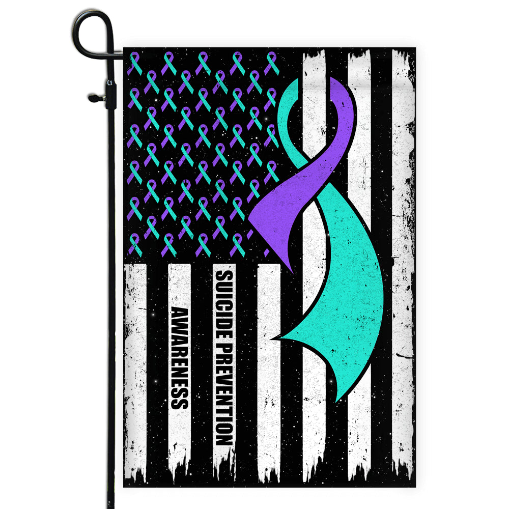 Suicide Prevention Awareness America Flag Teal And Purple Ribbon | siriusteestore