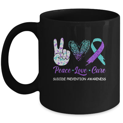 Suicide Prevention Awareness Peace Love Cure Leopard Mug | siriusteestore