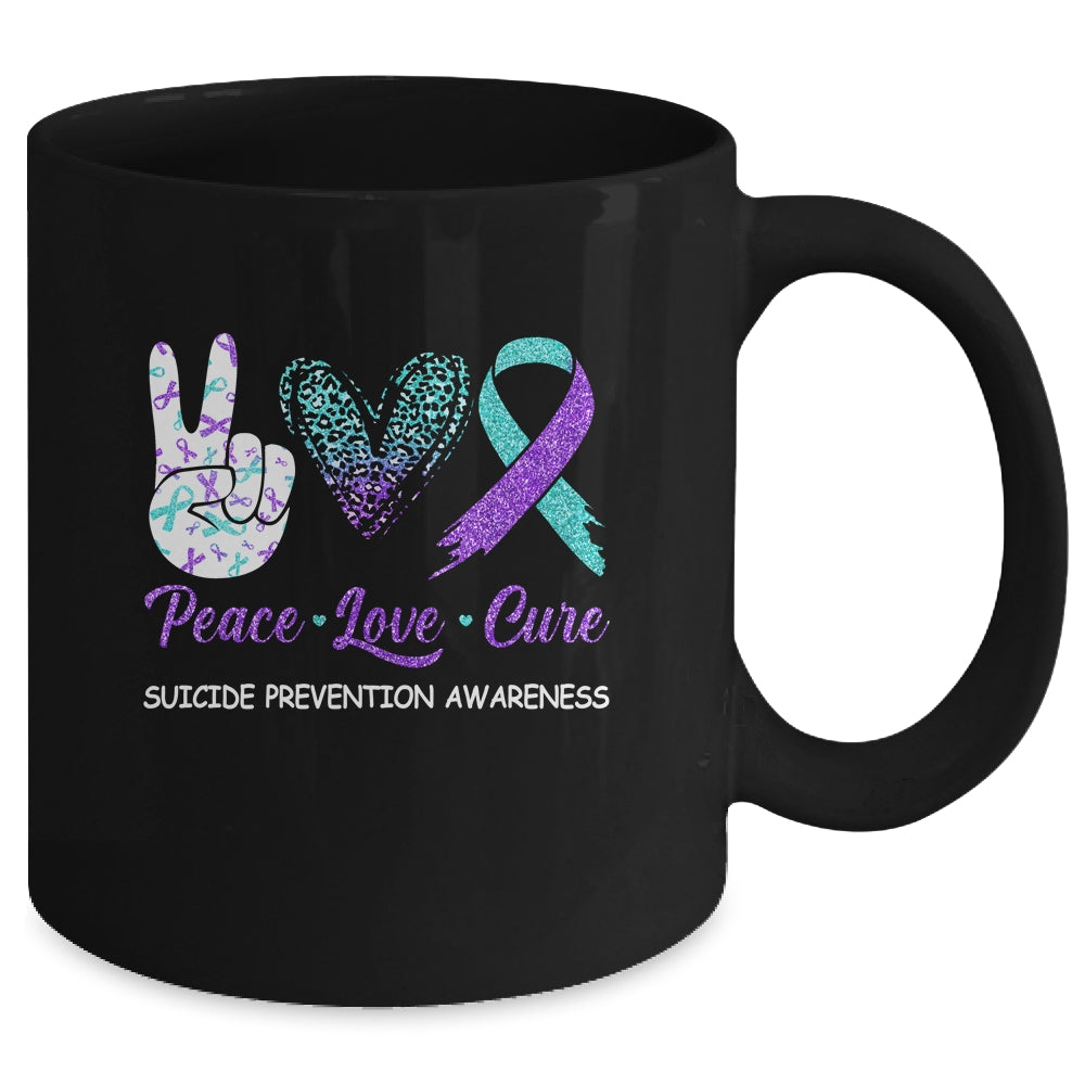 Suicide Prevention Awareness Peace Love Cure Leopard Mug | siriusteestore
