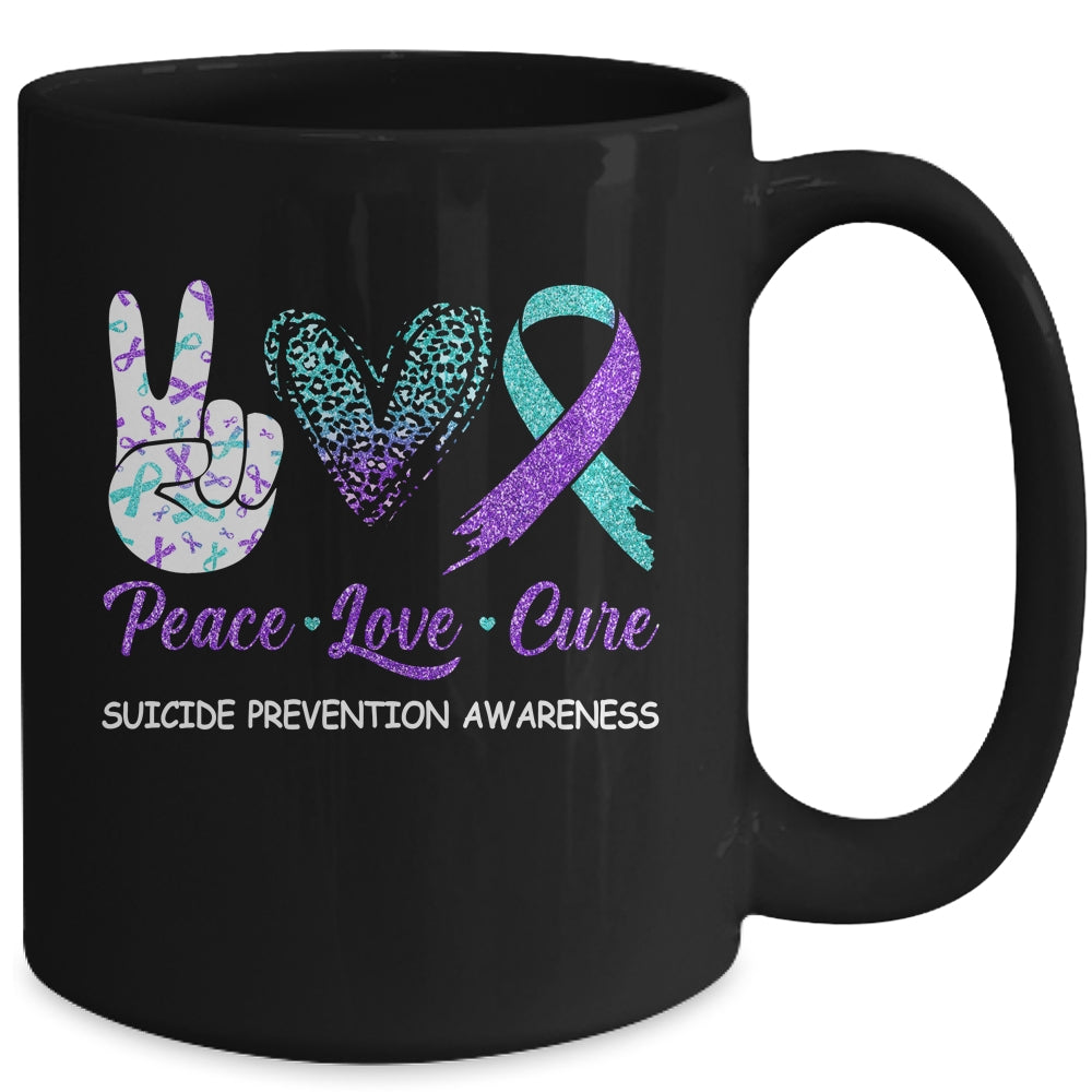 Suicide Prevention Awareness Peace Love Cure Leopard Mug | siriusteestore