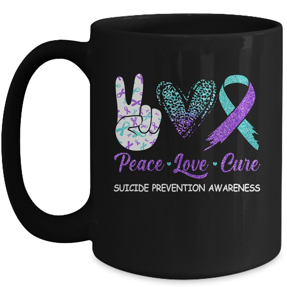 Suicide Prevention Awareness Peace Love Cure Leopard Mug | siriusteestore