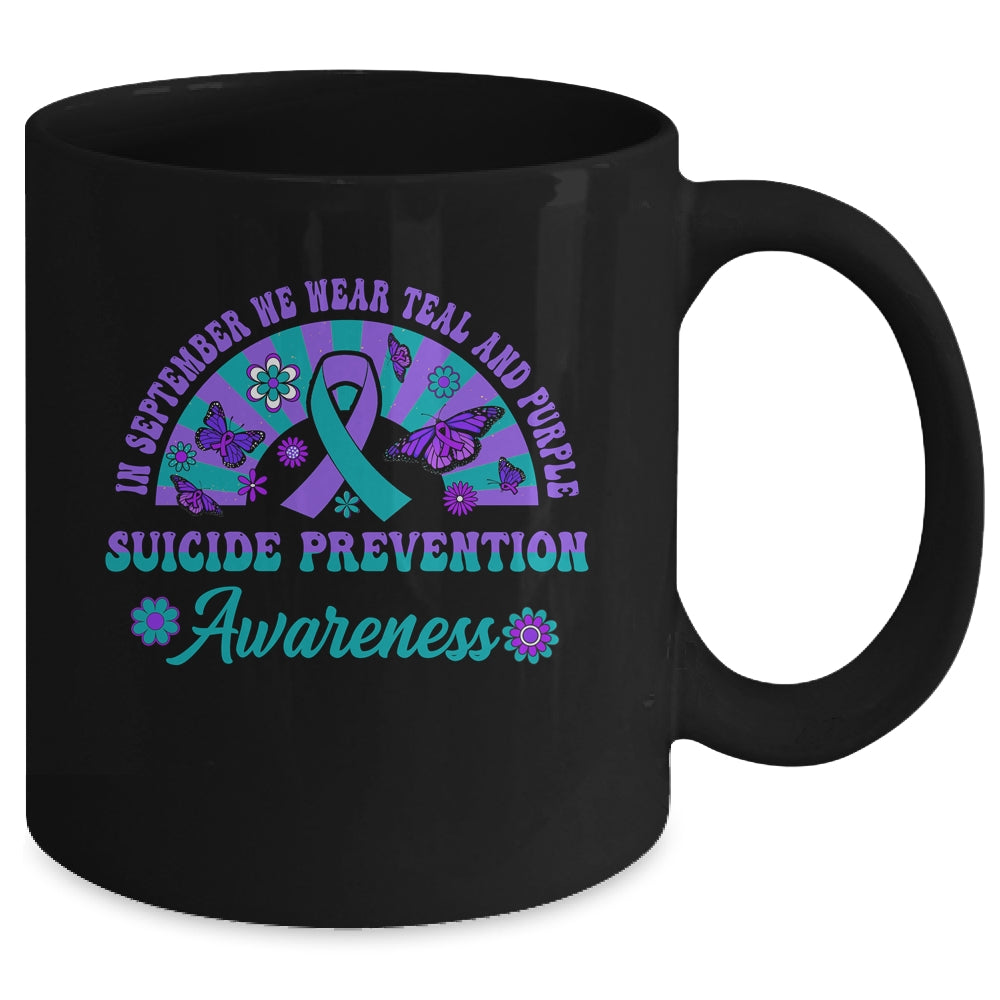 Suicide Prevention In September We Wear Teal And Purple Groovy Mug | siriusteestore