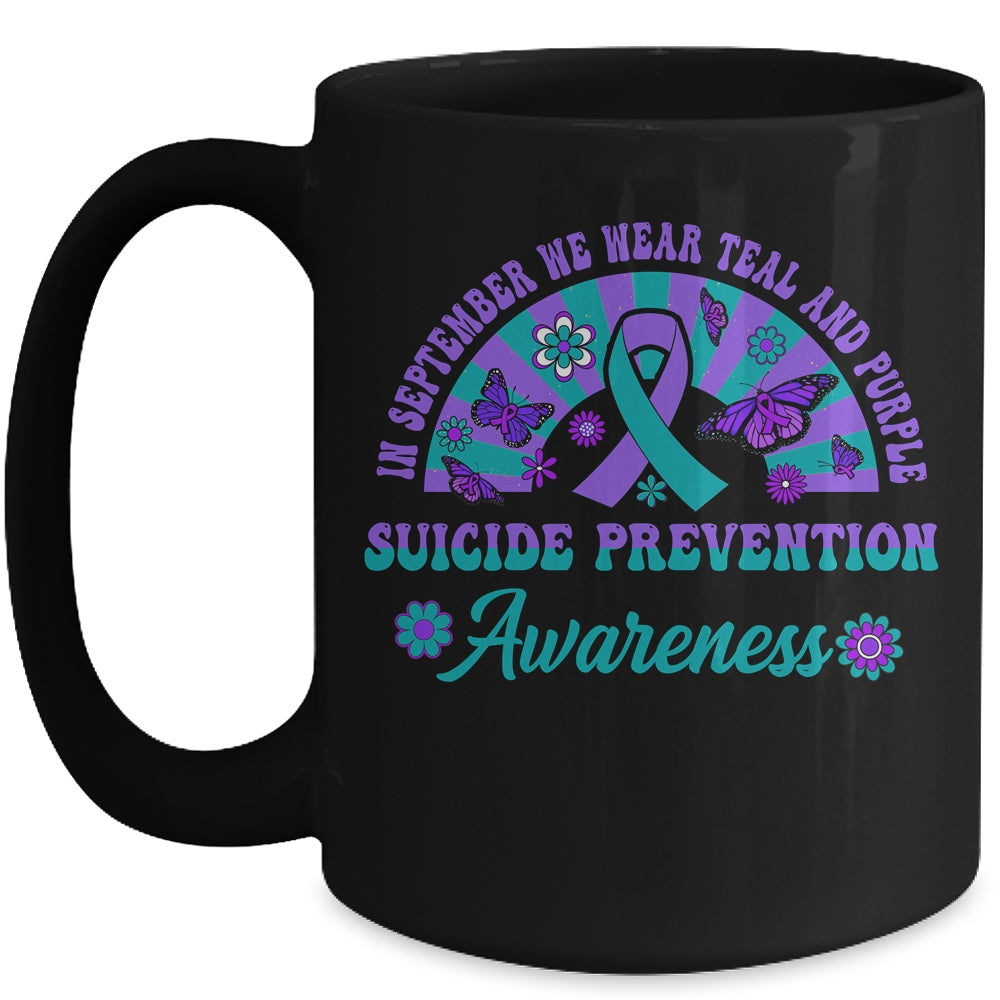 Suicide Prevention In September We Wear Teal And Purple Groovy Mug | siriusteestore