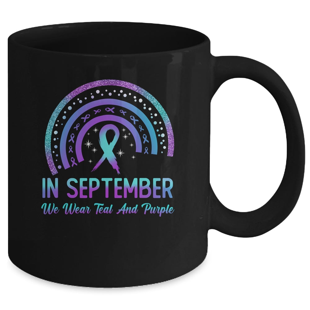 Suicide Prevention In September We Wear Teal And Purple Rainbow Mug | siriusteestore