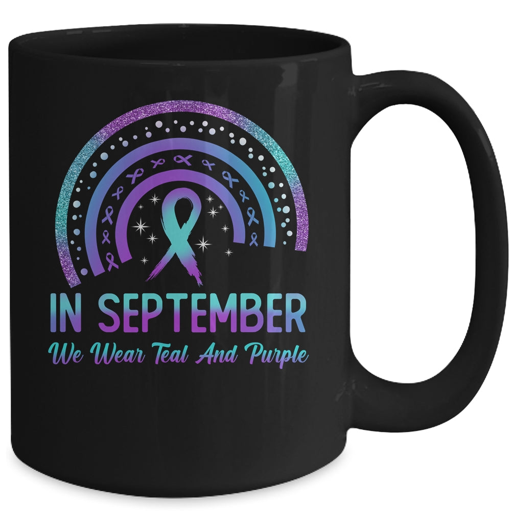 Suicide Prevention In September We Wear Teal And Purple Rainbow Mug | siriusteestore