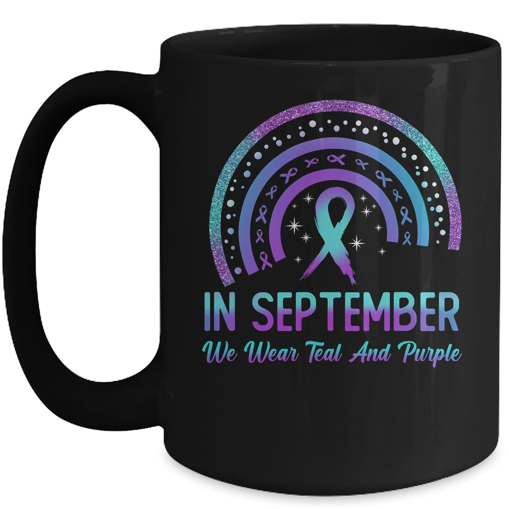 Suicide Prevention In September We Wear Teal And Purple Rainbow Mug | siriusteestore