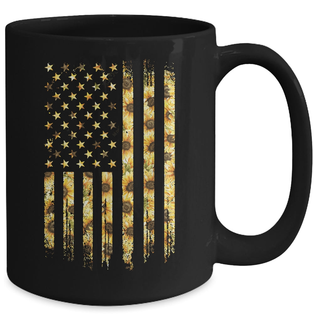 Sunflower American Flag Funny Graphic Summer Vacation Mug | siriusteestore