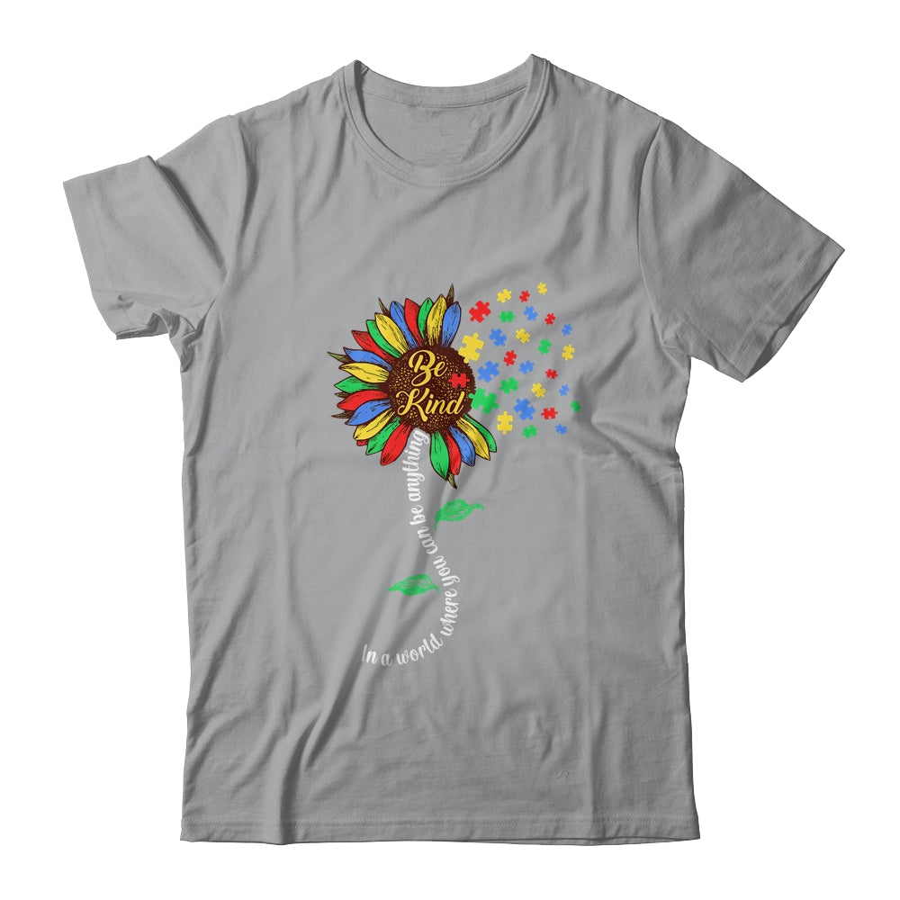 Sunflower Autism Awareness Be Kind Puzzle Mom Support Kids Shirt & Tank Top | siriusteestore