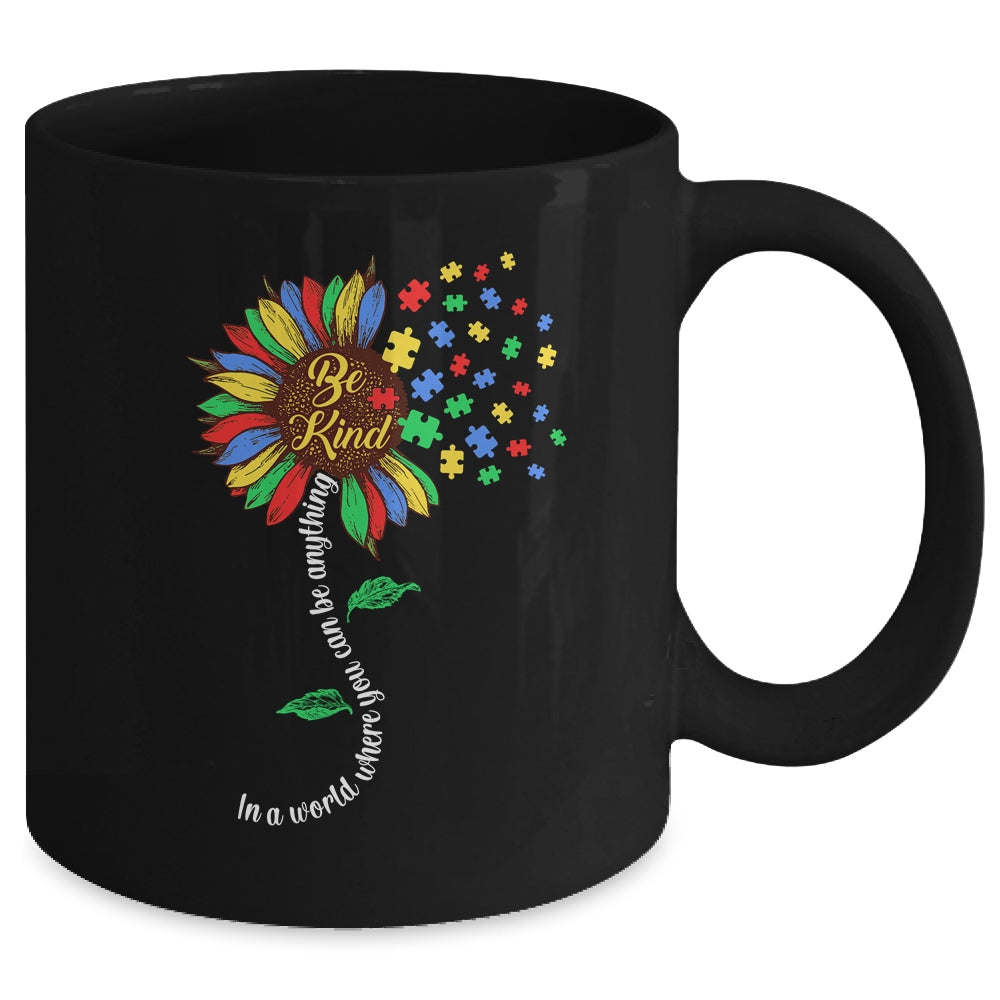 Sunflower Autism Awareness Be Kind Puzzle Mom Support Kids Mug | siriusteestore