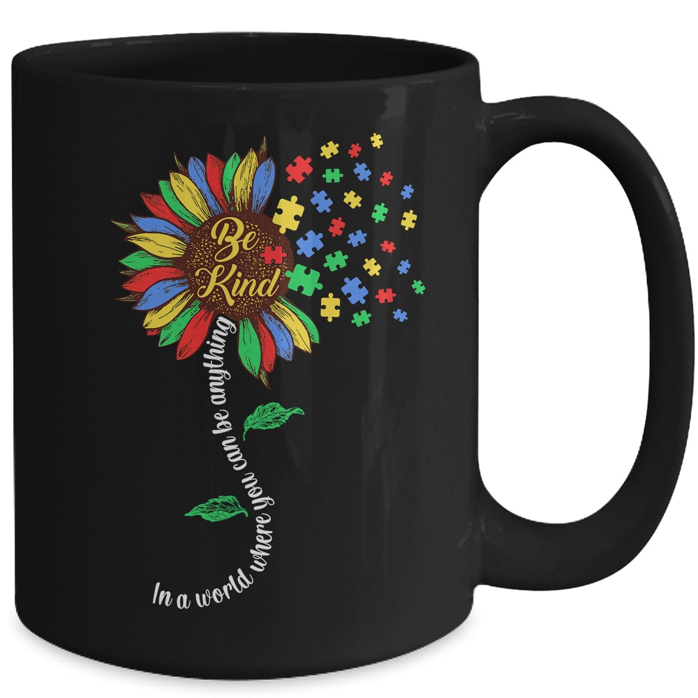 Sunflower Autism Awareness Be Kind Puzzle Mom Support Kids Mug | siriusteestore