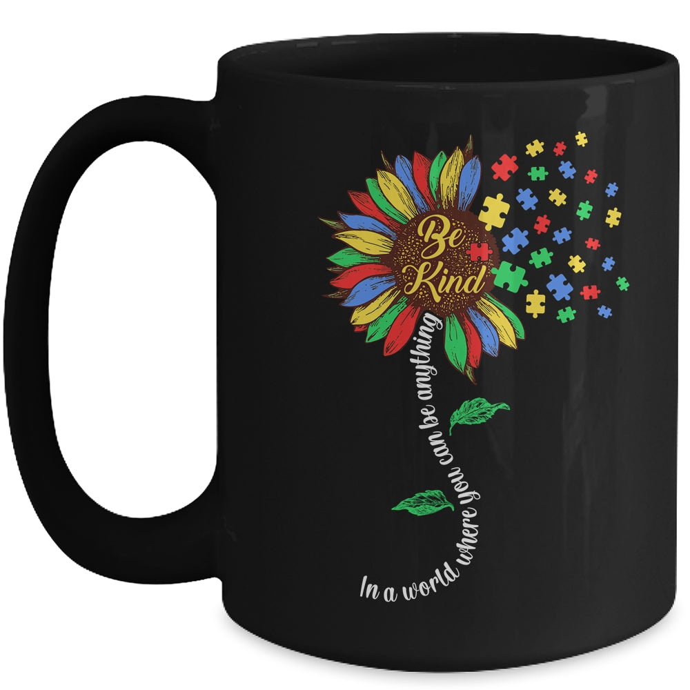 Sunflower Autism Awareness Be Kind Puzzle Mom Support Kids Mug | siriusteestore