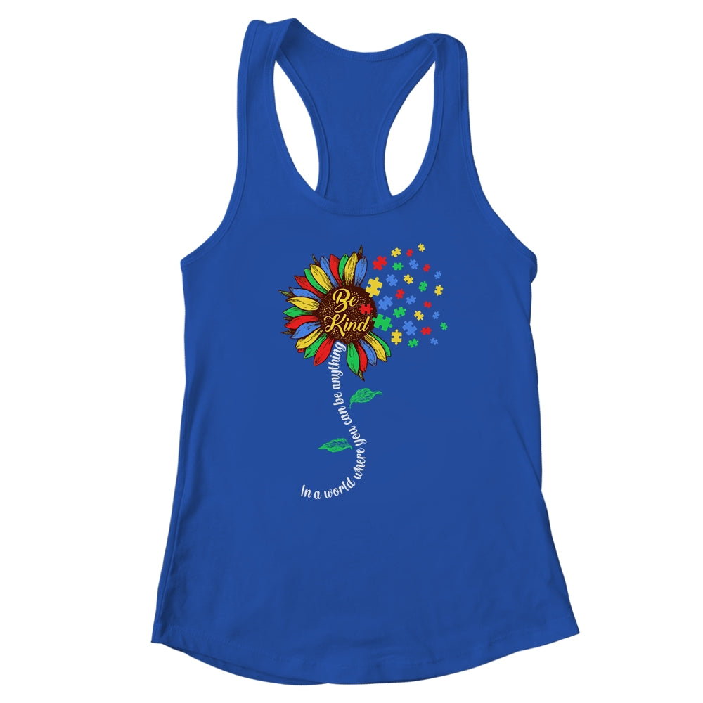 Sunflower Autism Awareness Be Kind Puzzle Mom Support Kids Shirt & Tank Top | siriusteestore