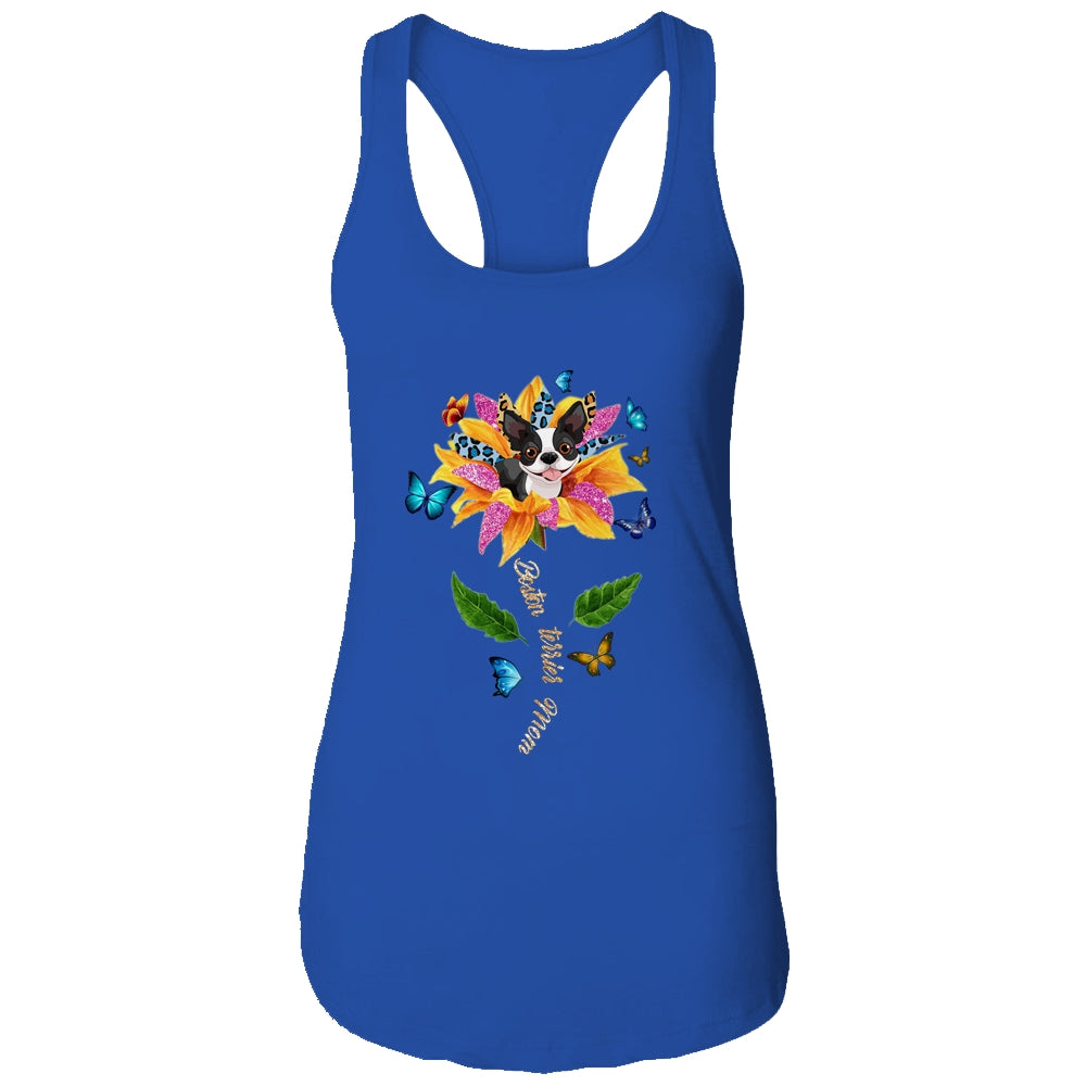 Sunflower Boston Terrier Mom Dog Lover Mothers Day Shirt & Tank Top | siriusteestore
