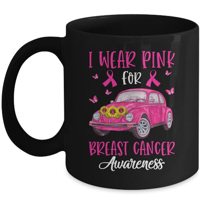 Sunflower Car I Wear Pink For Breast Cancer Awareness Mug | siriusteestore