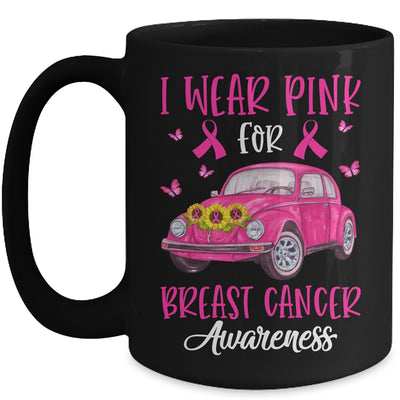Sunflower Car I Wear Pink For Breast Cancer Awareness Mug | siriusteestore