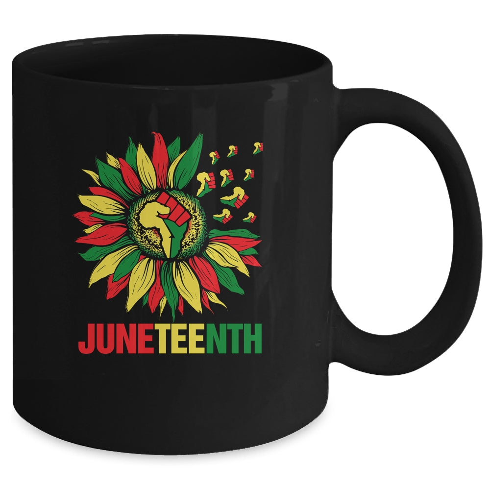 Sunflower Fist Juneteenth Black History African American Mug | siriusteestore