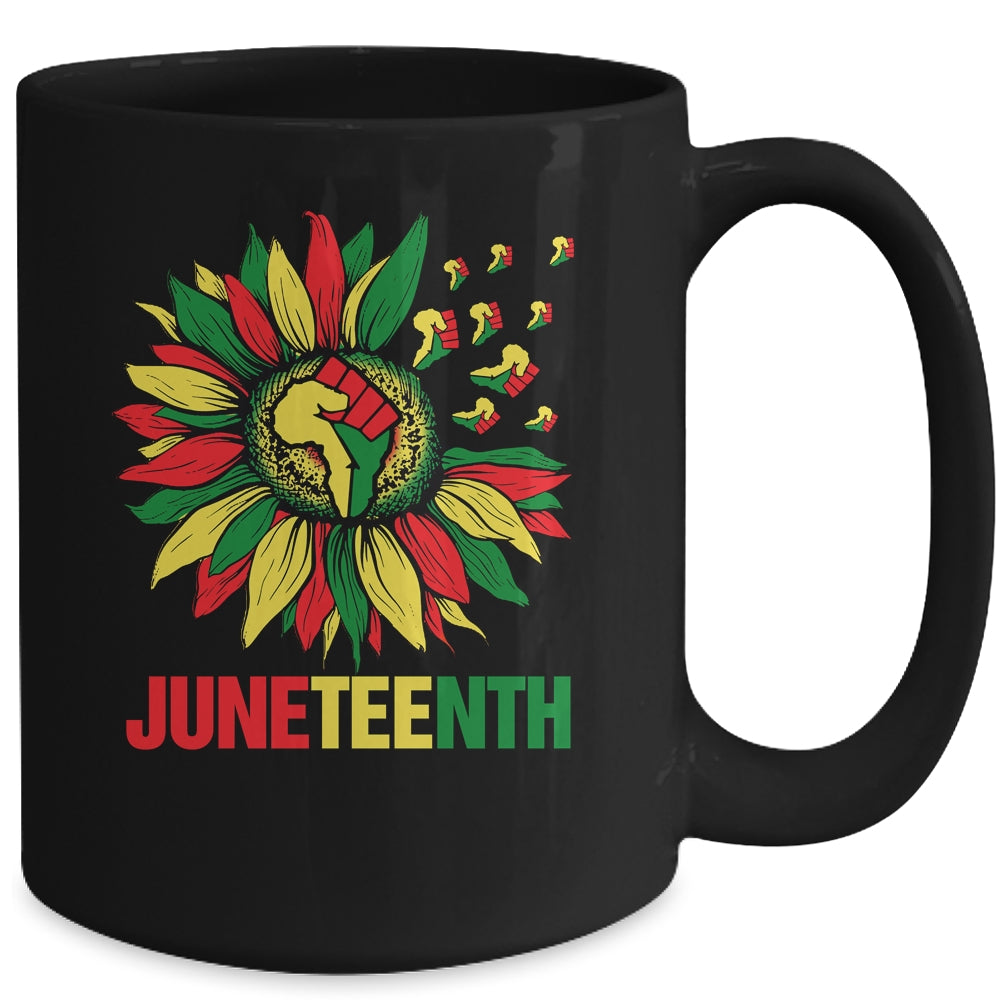 Sunflower Fist Juneteenth Black History African American Mug | siriusteestore