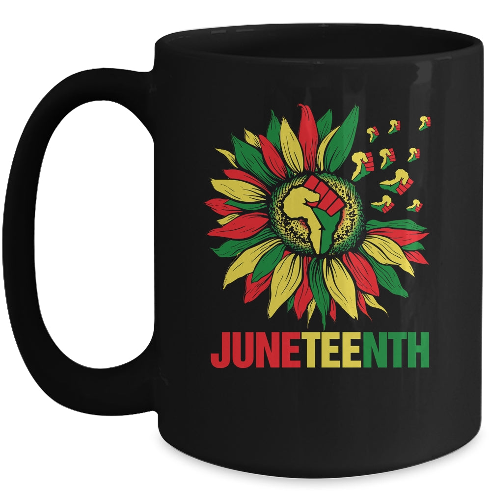 Sunflower Fist Juneteenth Black History African American Mug | siriusteestore