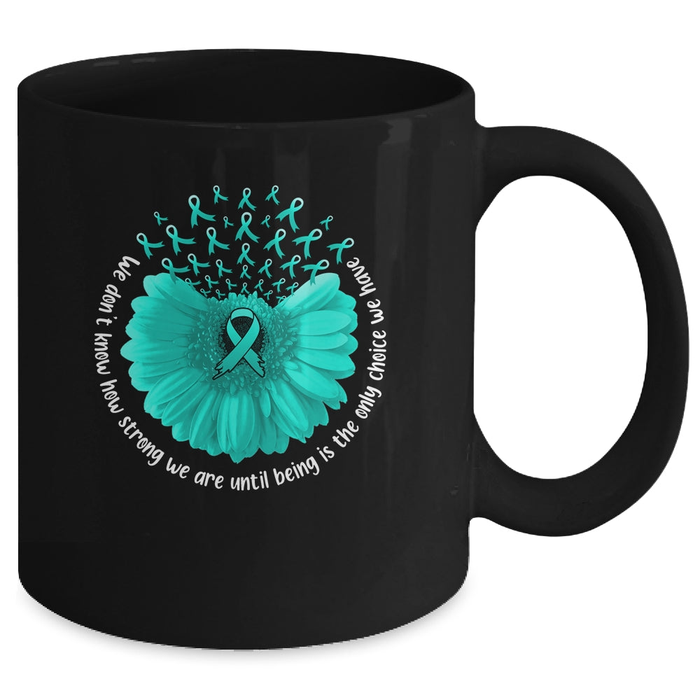 Sunflower Ovarian Cancer Awareness Teal Ribbon In September Mug | siriusteestore