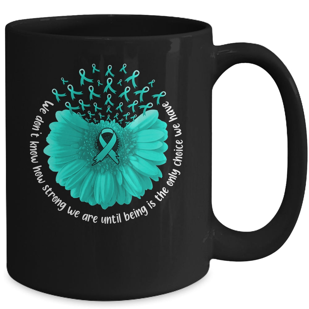 Sunflower Ovarian Cancer Awareness Teal Ribbon In September Mug | siriusteestore