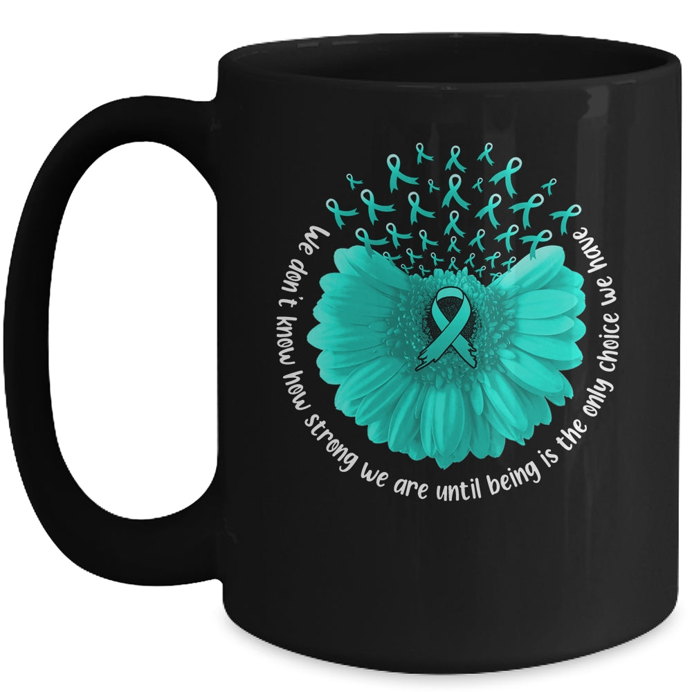 Sunflower Ovarian Cancer Awareness Teal Ribbon In September Mug | siriusteestore