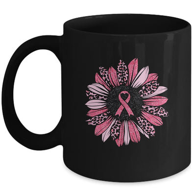 Sunflower Pink Breast Cancer Awareness Women Warrior Mug | siriusteestore