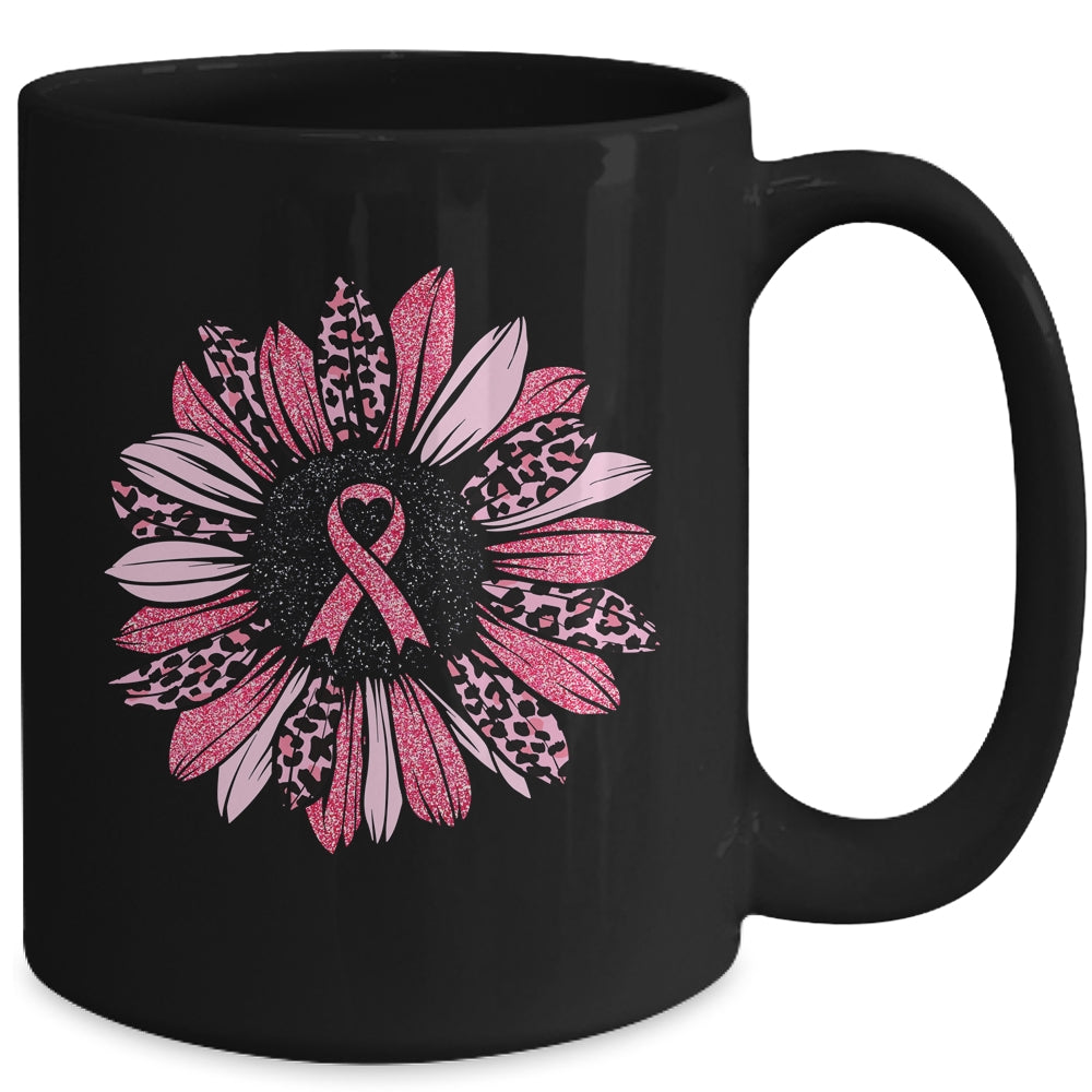 Sunflower Pink Breast Cancer Awareness Women Warrior Mug | siriusteestore