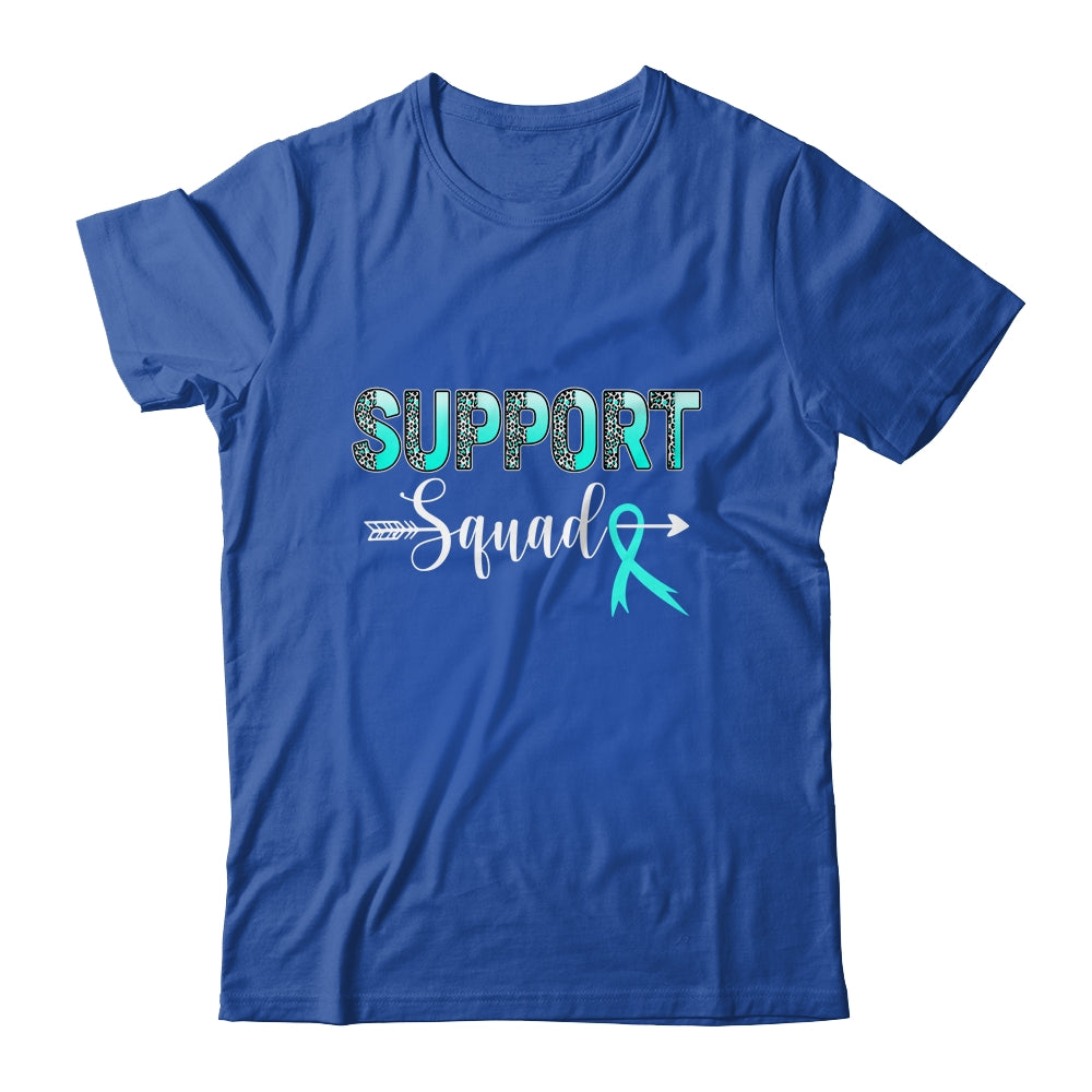 Support Squad Leopard Teal Warrior Ovarian Cancer Awareness Shirt & Hoodie | siriusteestore