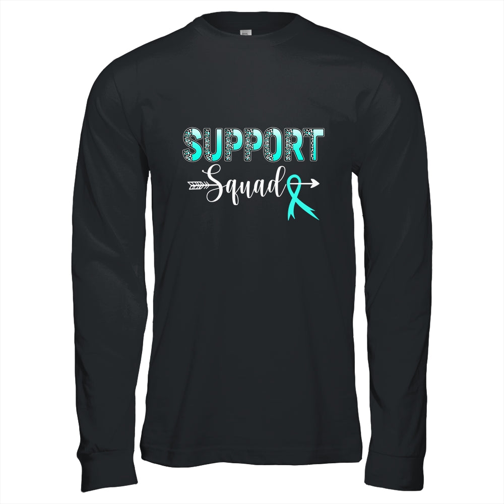 Support Squad Leopard Teal Warrior Ovarian Cancer Awareness Shirt & Hoodie | siriusteestore