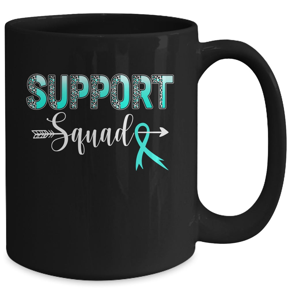 Support Squad Leopard Teal Warrior Ovarian Cancer Awareness Mug | siriusteestore