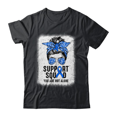 Support Squad Messy Bun Warrior Blue Colon Cancer Awareness Shirt & Tank Top | siriusteestore
