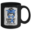 Support Squad Messy Bun Warrior Blue Colon Cancer Awareness Mug | siriusteestore