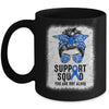 Support Squad Messy Bun Warrior Blue Colon Cancer Awareness Mug | siriusteestore