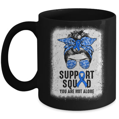 Support Squad Messy Bun Warrior Blue Colon Cancer Awareness Mug | siriusteestore