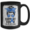 Support Squad Messy Bun Warrior Blue Colon Cancer Awareness Mug | siriusteestore