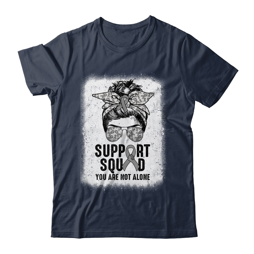 Support Squad Messy Bun Warrior Grey Brain Cancer Awareness Shirt & Tank Top | siriusteestore