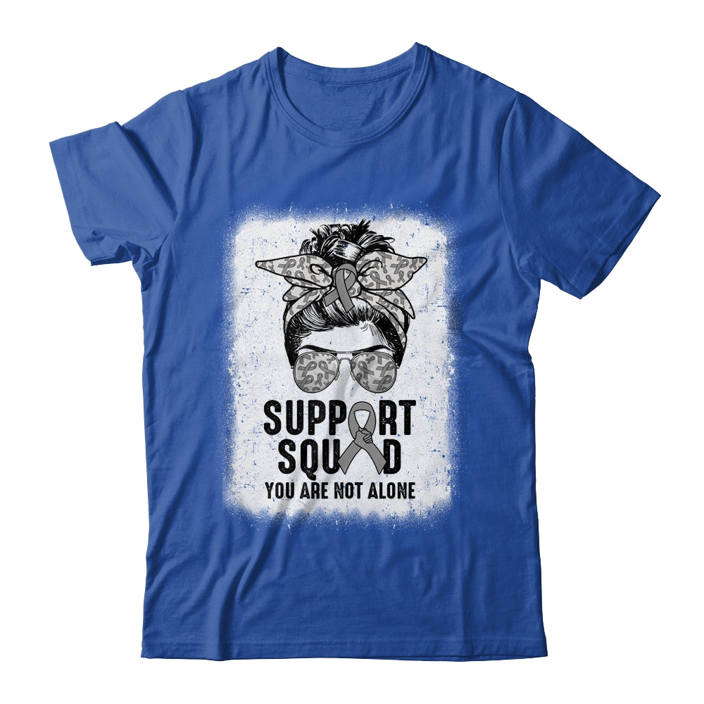 Support Squad Messy Bun Warrior Grey Brain Cancer Awareness Shirt & Tank Top | siriusteestore