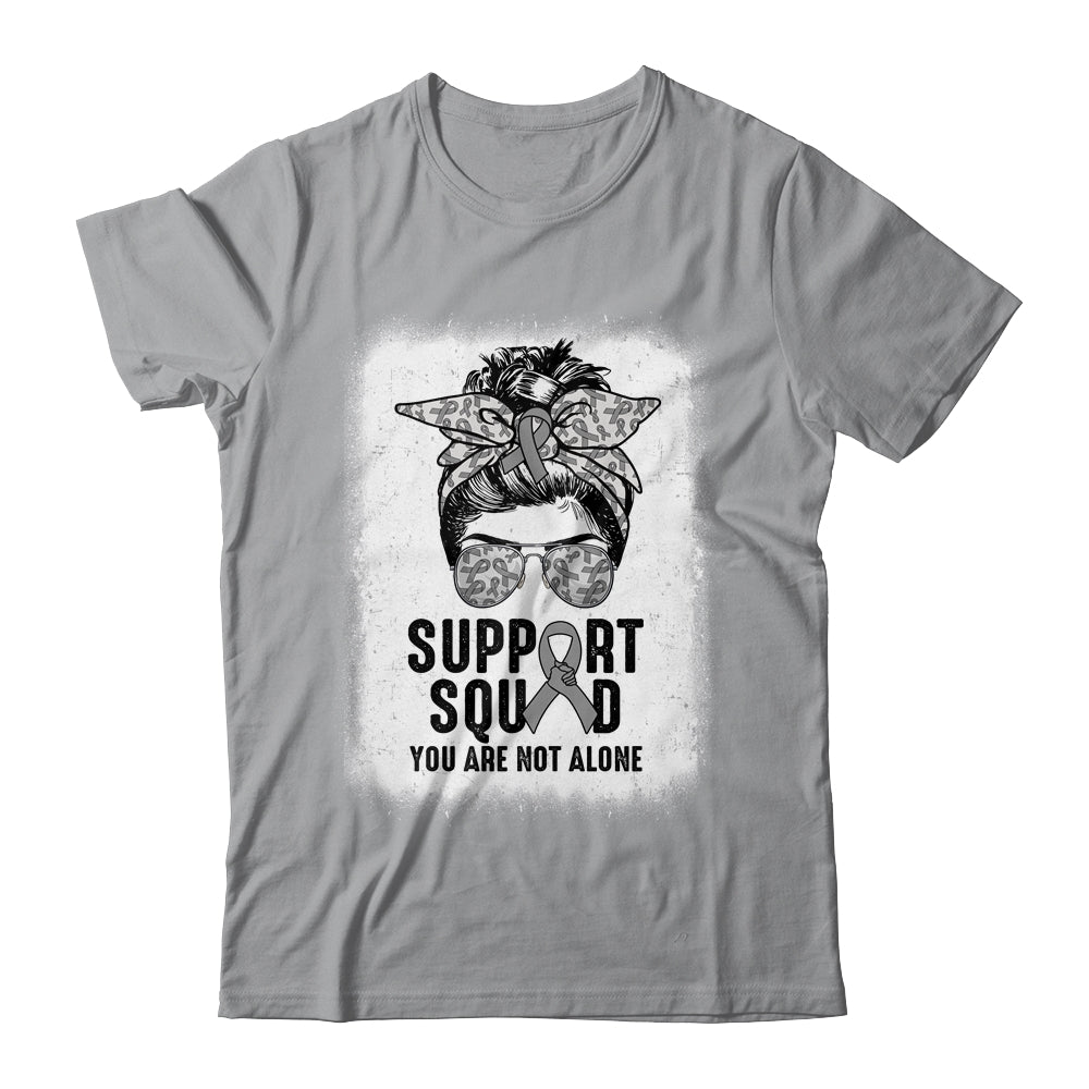 Support Squad Messy Bun Warrior Grey Brain Cancer Awareness Shirt & Tank Top | siriusteestore