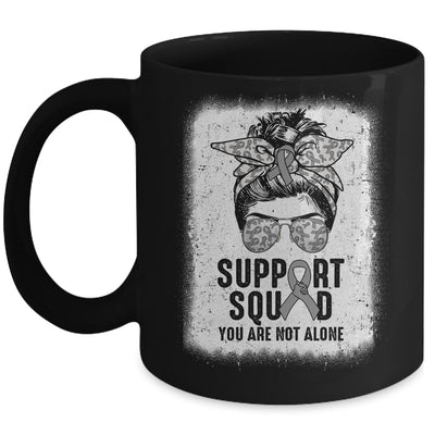 Support Squad Messy Bun Warrior Grey Brain Cancer Awareness Mug | siriusteestore