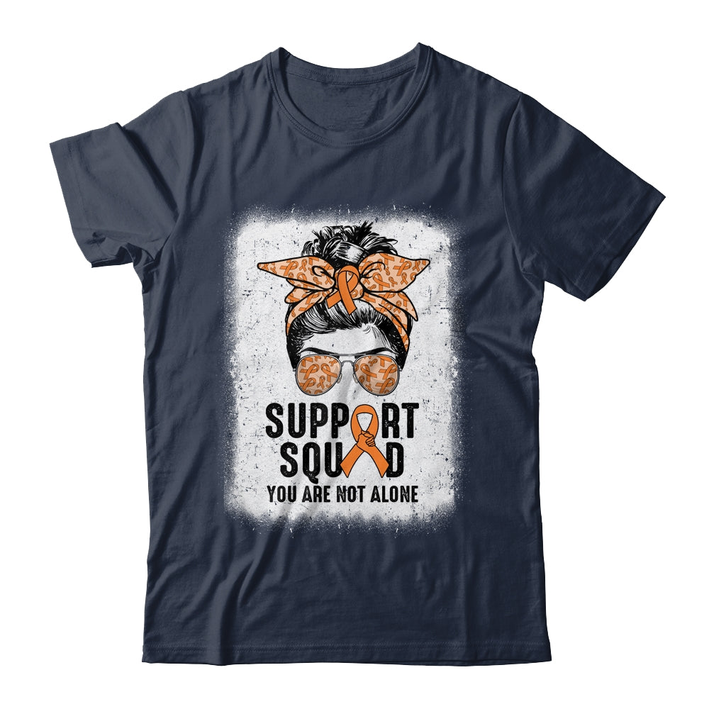 Support Squad Messy Bun Warrior Orange Leukemia MS Awareness Shirt & Tank Top | siriusteestore