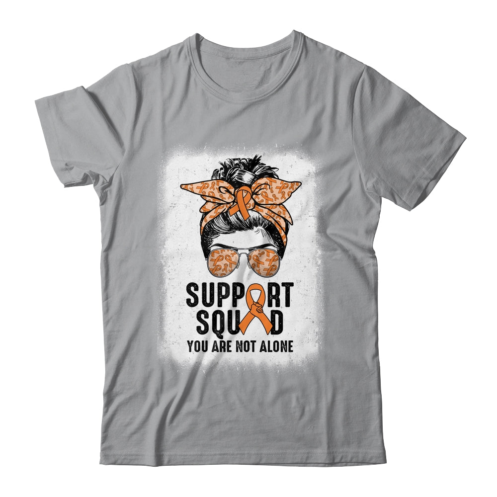 Support Squad Messy Bun Warrior Orange Leukemia MS Awareness Shirt & Tank Top | siriusteestore