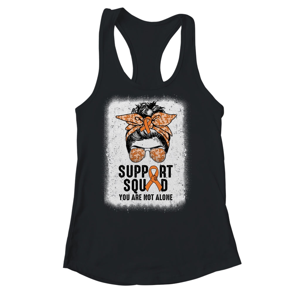 Support Squad Messy Bun Warrior Orange Leukemia MS Awareness Shirt & Tank Top | siriusteestore