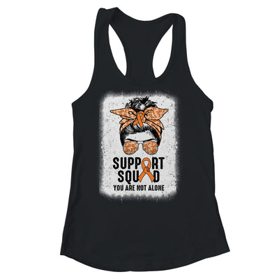 Support Squad Messy Bun Warrior Orange Leukemia MS Awareness Shirt & Tank Top | siriusteestore
