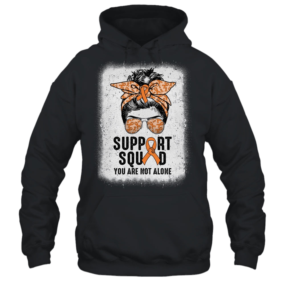 Support Squad Messy Bun Warrior Orange Leukemia MS Awareness Shirt & Tank Top | siriusteestore