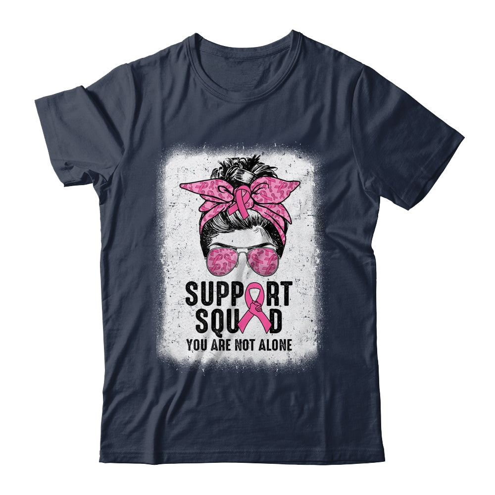 Support Squad Messy Bun Warrior Pink Breast Cancer Awareness Shirt & Tank Top | siriusteestore