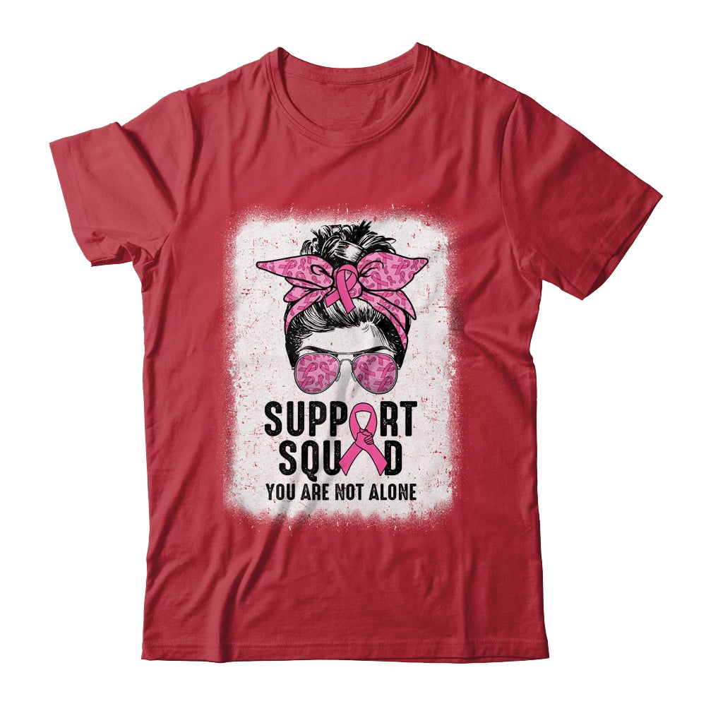 Support Squad Messy Bun Warrior Pink Breast Cancer Awareness Shirt & Tank Top | siriusteestore