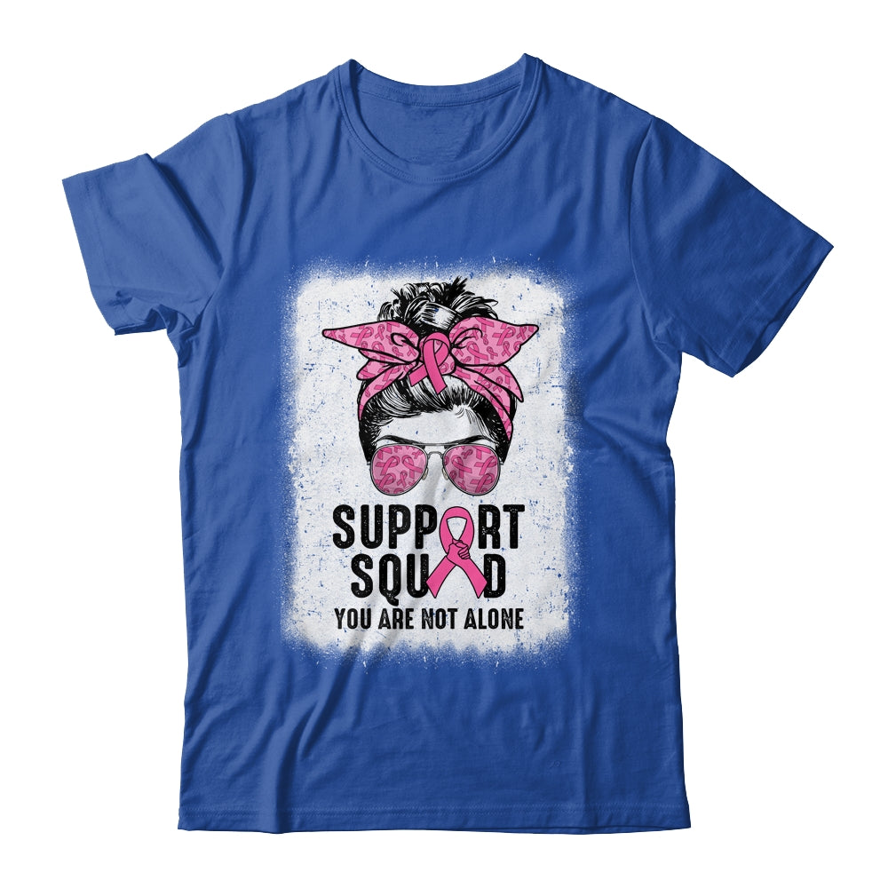 Support Squad Messy Bun Warrior Pink Breast Cancer Awareness Shirt & Tank Top | siriusteestore