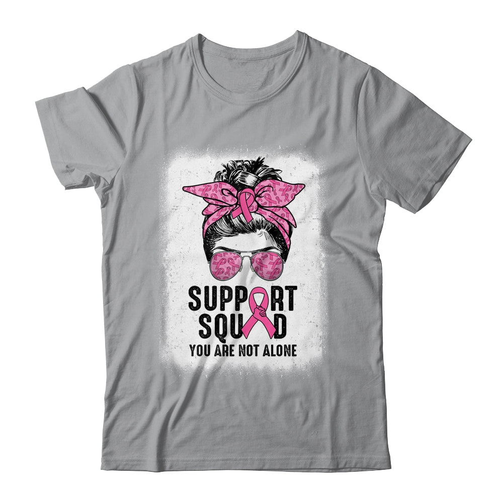 Support Squad Messy Bun Warrior Pink Breast Cancer Awareness Shirt & Tank Top | siriusteestore