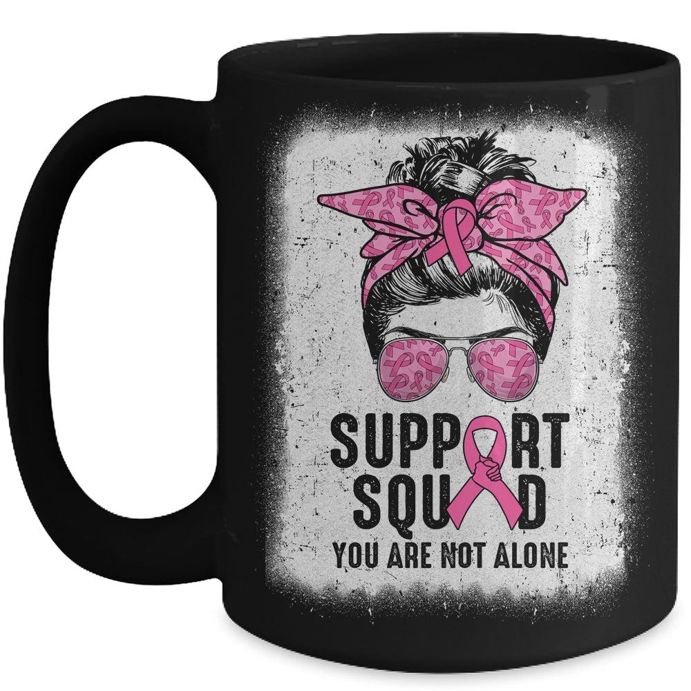 Support Squad Messy Bun Warrior Pink Breast Cancer Awareness Mug | siriusteestore