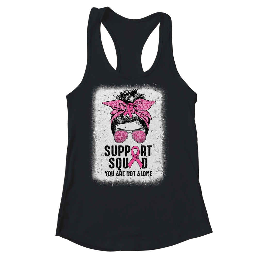 Support Squad Messy Bun Warrior Pink Breast Cancer Awareness Shirt & Tank Top | siriusteestore